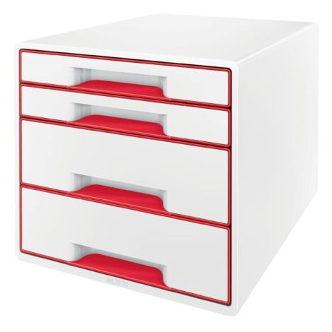 Zásuvkový box Leitz WOW so 4 zásuvkami červený 