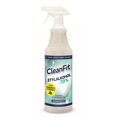 CleanFit dezinfekčný roztok Etylakohol 70% citrus 1 l + rozprašovač ZDARMA 