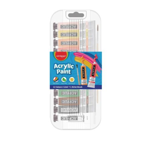 Akrylové farby KEYROAD, 12 x 12 ml, mix farieb 