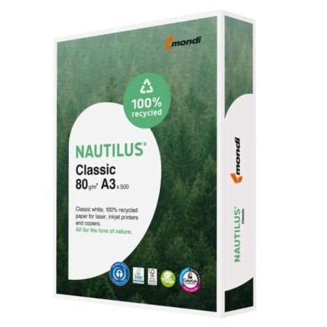 Kopírovací papier Nautilus recyklovaný A3, 80g 