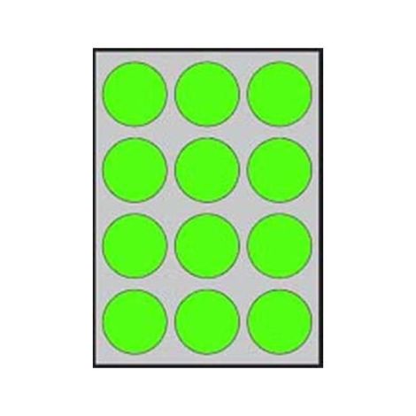 Etikety kruhové farebné priemer 60 mm APLI A4 20 hárkov fluo zelené 