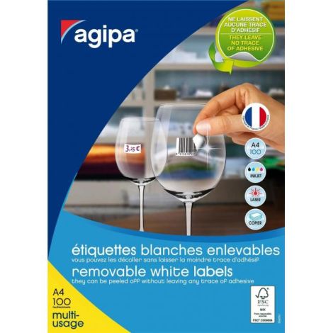 Etikety univerzálne odnímateľné 210x297mm Agipa A4 100 hárkov 