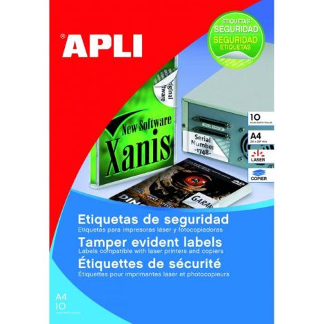 Etikety bezpečnostné APLI `šachovnicový vzor` 45,7 x 21,2 mm A4 strieborné 10 hárkov 