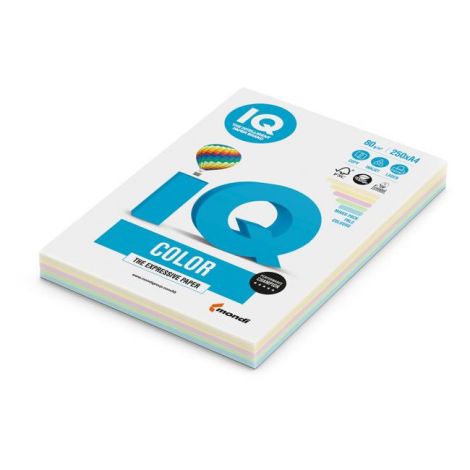 Farebný papier IQ color 5x50 mix pastelové farby, A4, 80g 