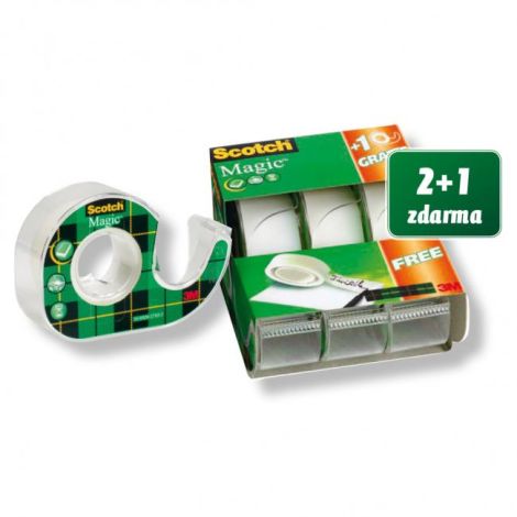 Lepiaca páska Scotch Magic 19 mm x 7,5 m s dispenzorom, 2+1 zdarma 