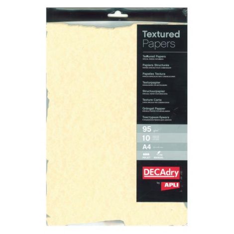 Štrukturovaný papier Pergamen champagne otrhaný okraj, 95 g, 10 hárkov 