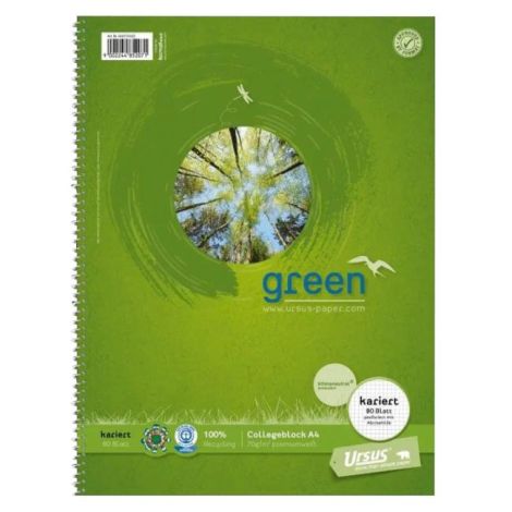Blok College Format Werk Ursus Green A4 80 listov štvorčekový 70g, recyklovaný 