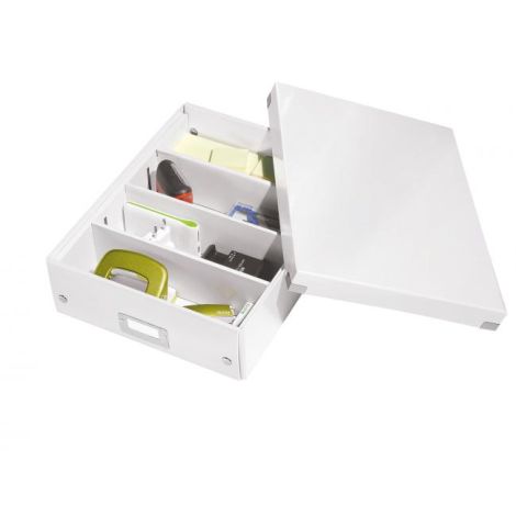 Stredná organizačná krabica Click & Store perleťovo biela 
