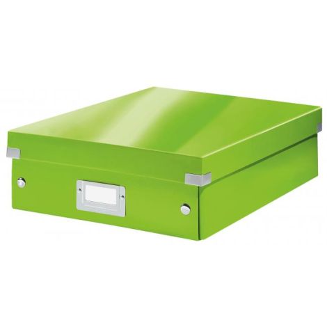 Stredná organizačná krabica Click & Store metalická zelená 