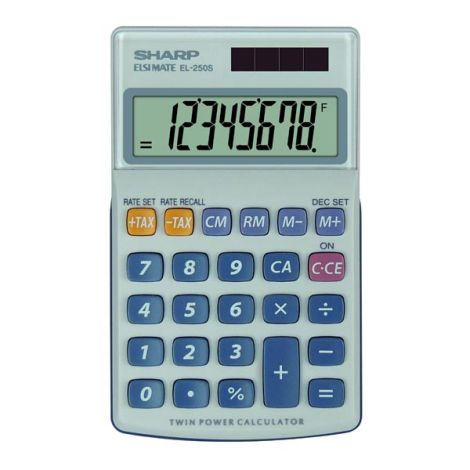 Sharp Kalkulačka EL-250S, šedo-modrá, vrecková, osemmiestna
