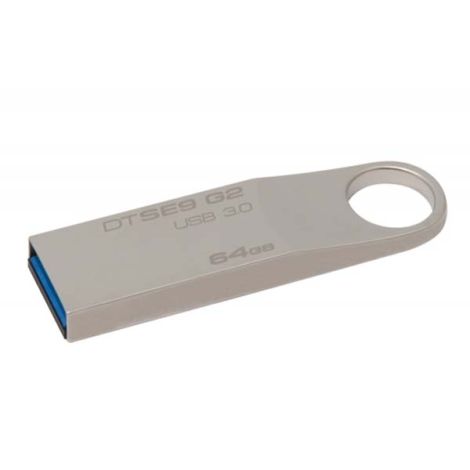 Kingston USB flash disk, USB 3.0 (3.2 Gen 1), 64GB, Data Traveler SE9, strieborný, DTSE9G2/64GB, USB A, s pútkom