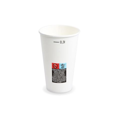 Papierový pohár (FSC Mix/PE) s ciachou biely Ø80mm 0,3L [50 ks]