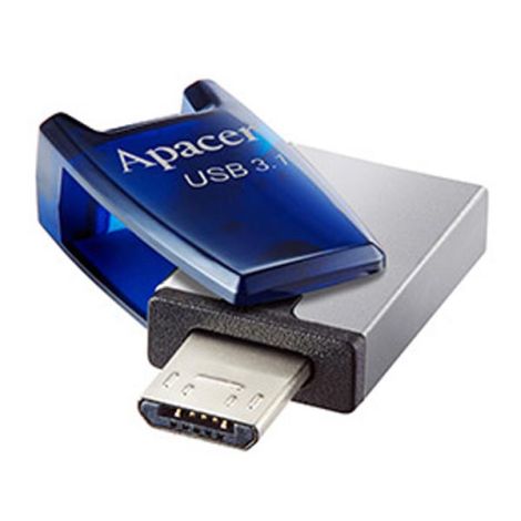 Apacer USB flash disk OTG, USB 3.0 (3.2 Gen 1), 16GB, AH179, strieborný, AP16GAH179U-1, s krytkou