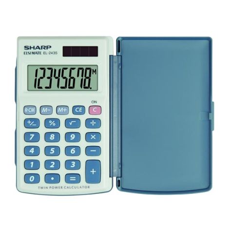 Sharp Kalkulačka EL-243S, šedo-modrá, vrecková, osemmiestna