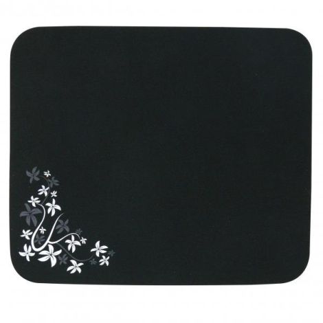 Podložka pod myš, Flower edition, mäkký povrch, čierna, 24x22 cm, Logo