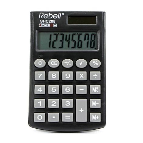 Rebell Kalkulačka RE-SHC208 BX, čierna, vrecková, osemmiestna