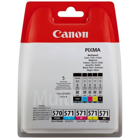 Cartridge Canon CLI-571 CMYK, PGI-570, päťbalenie, multipack, originál