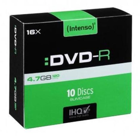 Intenso DVD-R, 4101652, 4.7GB, 16x, slim case, 10-pack, bez možnosti potlače, 12cm, pre archiváciu dát