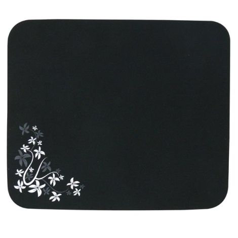 Podložka pod myš, Flower edition, mäkký povrch, čierna, 25x21,50 cm