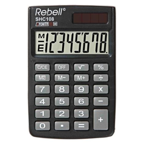 Rebell Kalkulačka RE-SHC108 BX, RE-SHC100N BX, čierna, vrecková, osemmiestna