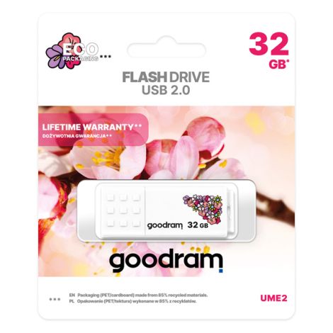 Goodram USB flash disk, USB 2.0, 32GB, UME2, UME2, biely, UME2-0320W0R11-SP