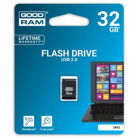 Goodram USB flash disk, USB 2.0, 32GB, UPI2, čierny, UPI2-0320K0R11, USB A, s krytkou