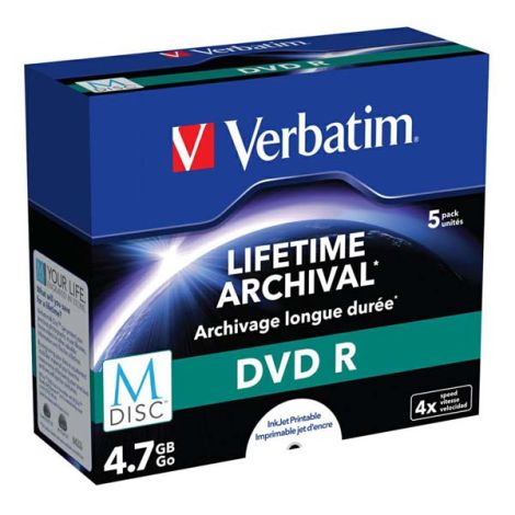 Verbatim M-Disc DVD R, 43821, 5-pack, GBGB, 4x, jewel box, pre archiváciu dát