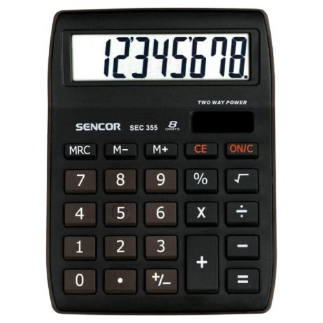 Sencor Kalkulačka SEC 255/8, biela, vrecková, osemmiestna, duálne napájanie