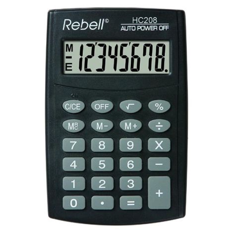 Rebell Kalkulačka RE-HC208 BX, čierna, vrecková, osemmiestna