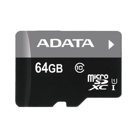 Adata/micro SD/64 GB/50 MBps/UHS-I U1 / Class 10/+ Adaptér AUSDX64GUICL10-RA1