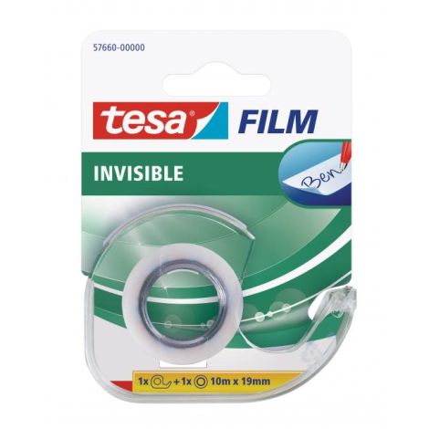 Lepiaca páska TESA invisible 19 mm x 10 m neviditeľná popisovateľná s dispenzorom