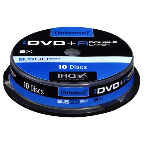 Intenso DVD+R, 4311142, 10-pack, 8.5GB, 8x, 12cm, Standard, cake box, pre archiváciu dát