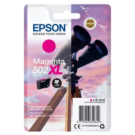 Cartridge Epson 502 XL, C13T02W34010, purpurová (magenta), originál
