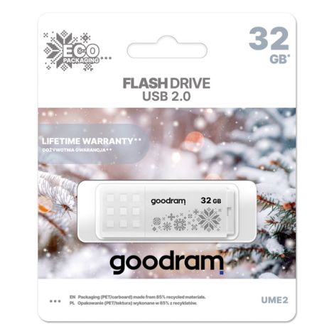 Goodram USB flash disk, USB 2.0, 32GB, UME WINTER, biely, UME2-0320W0R11-WI