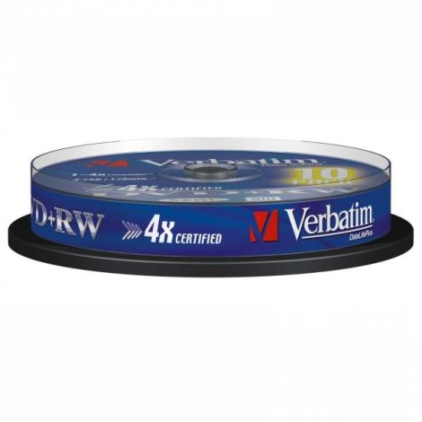 Verbatim DVD+RW, Matt Silver, 43488, 4.7GB, 4x, spindle, 10-pack, bez možnosti potlače, 12cm, pre archiváciu dát