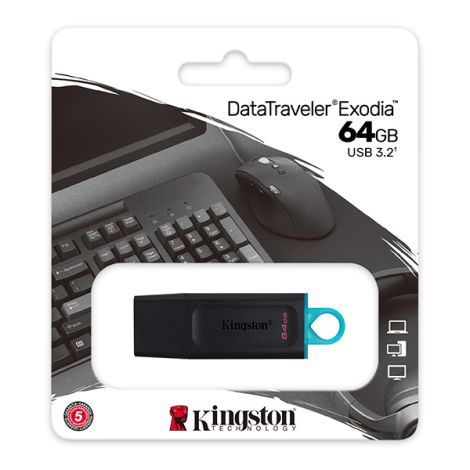 Kingston USB flash disk, USB 3.0, 64GB, DataTraveler Exodia, čierny, DTX/64GB, USB A, s krytkou
