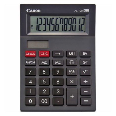 Canon Kalkulačka AS-120, čierna, stolová, dvanásťmiestna