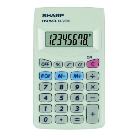 Sharp Kalkulačka EL-233S, biela, vrecková, osemmiestna