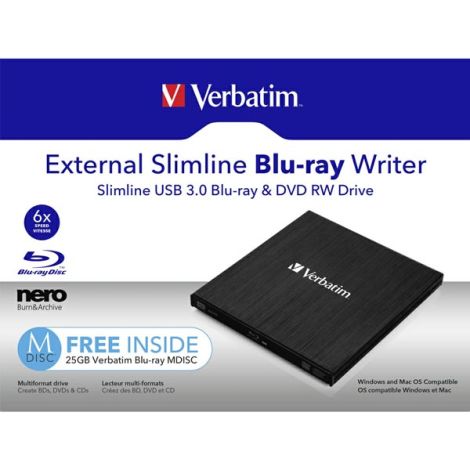 Verbatim externá Blu-Ray vypaľovačka, 43890, technológia MDISC (tm)