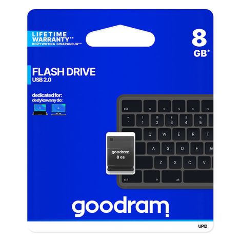 Goodram USB flash disk, USB 2.0, 8GB, UPI2, čierny, UPI2-0080K0R11, USB A, s krytkou