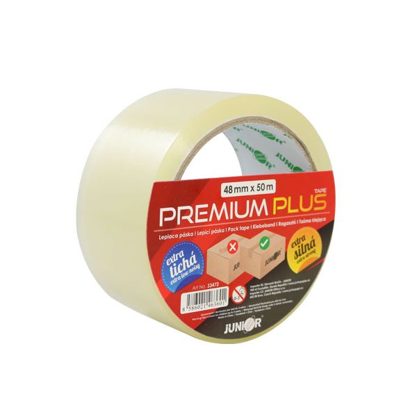 Lepiaca páska 48 mm x 50 m - PREMIUM PLUS 45 mic, transparentná