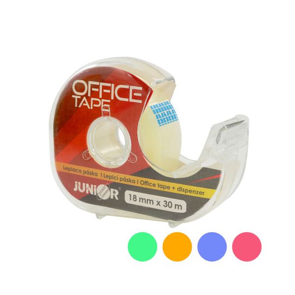Lepiaca páska JUNIOR s dispenzorom 18 mm x 30 m, mix 5 farieb