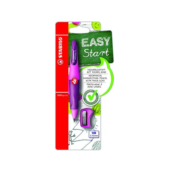 Mikroceruzka / Pentelka STABILO EASYergo, HB, 3,15 mm, pre pravákov + strúhadlo, ružová