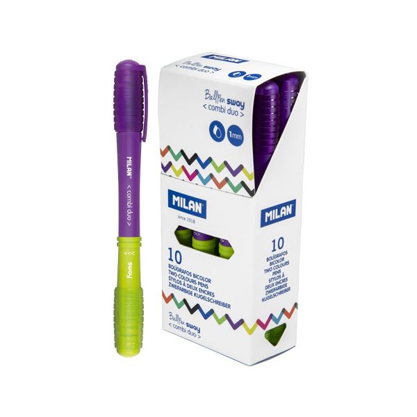 Pero guľôčkové MILAN Sway Combi Duo 1,0 mm s meniteľným telom - lila-zelená