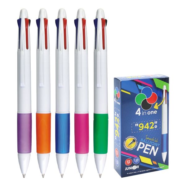 Pero 4-farebné JUNIOR 942W 1,0 mm, plastové/biele