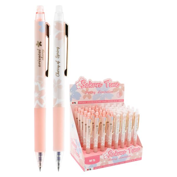 Pero gélové /gumovacie M&G iErase Sakura time, hrot 0,5 mm - modrá náplň