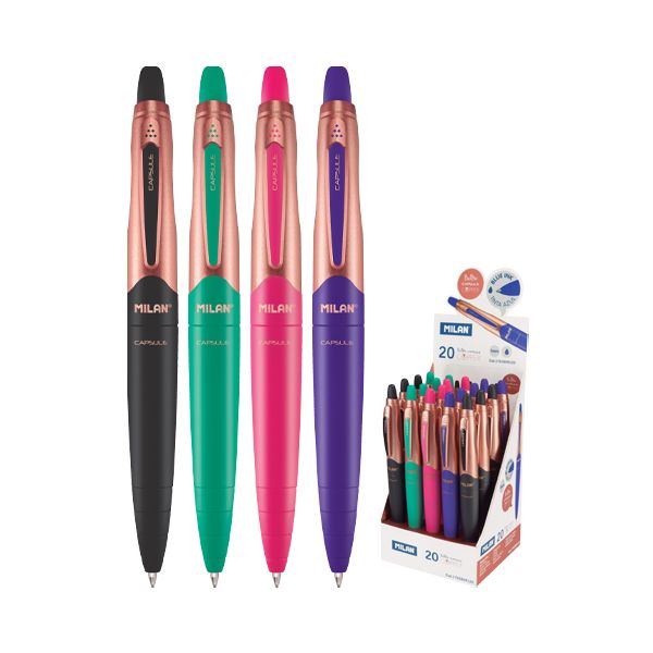 Pero guľôčkové MILAN Capsule Copper 1,0 mm - modré