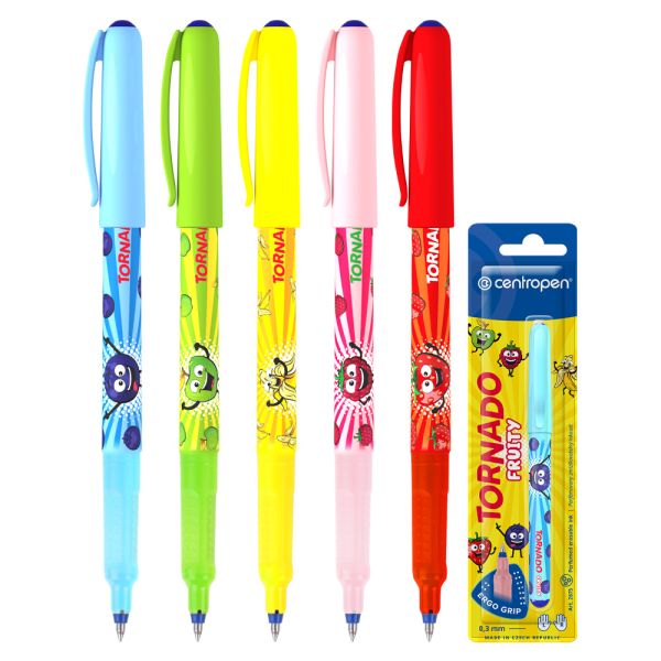 Pero guľôčkové CENTROPEN 2675 Tornado Fruity, blister - modrá náplň (mix /cena 1ks)