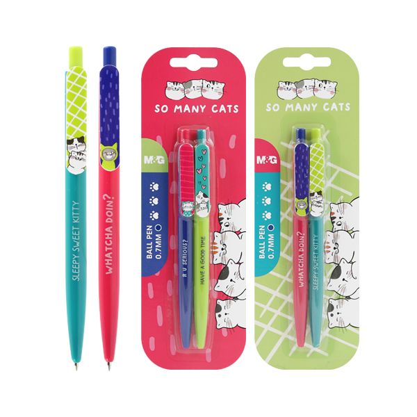 Pero guľôčkové M&G So Many Cats 0,7 mm, sada 2 ks