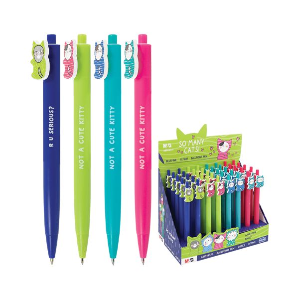 Pero guľôčkové M&G So Many Cats 0,7 mm, modré